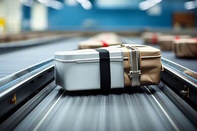 Luggage on a Conveyor at an Airport